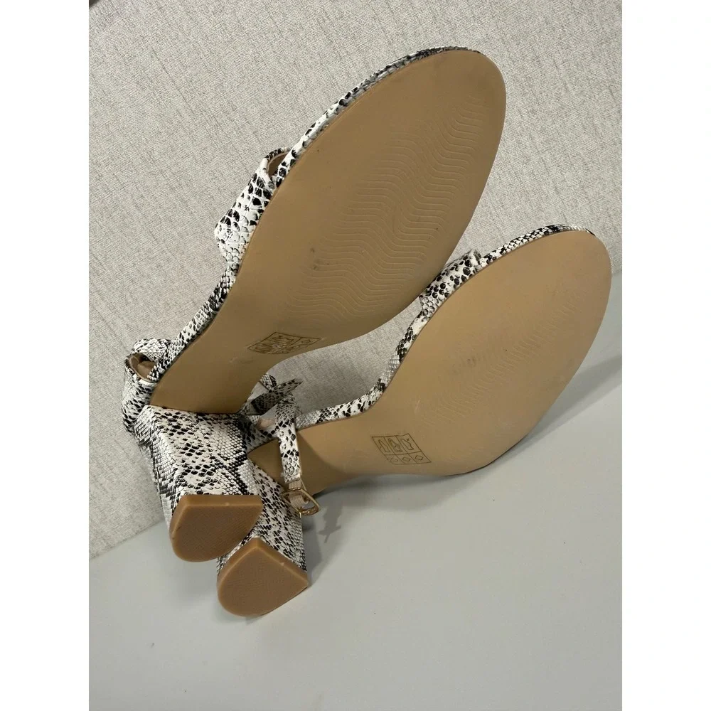 Allegra K Women's Snakeskin Heels Chunky Heels‎ Ankle Strap Sandals women size 7